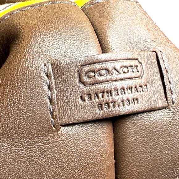 Coach Leather Canvas Striped Brown Yellow & Tan Satchel Bag . New With Tags - Picture 12 of 14